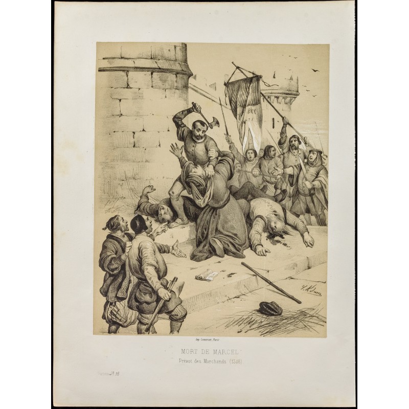 Gravure de 1859 - Mort de Marcel - Prévot des marchands - 1