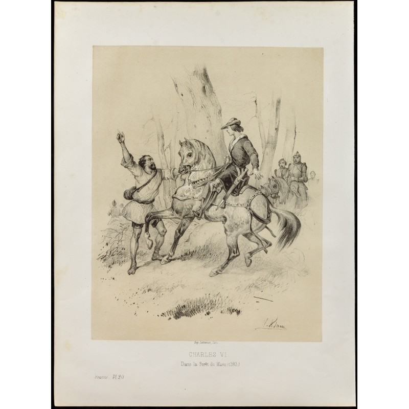 Gravure de 1859 - Charles VI le fou - 1