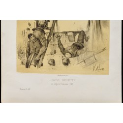 Gravure de 1859 - Jeanne hachette au siège de Beauvais - 4
