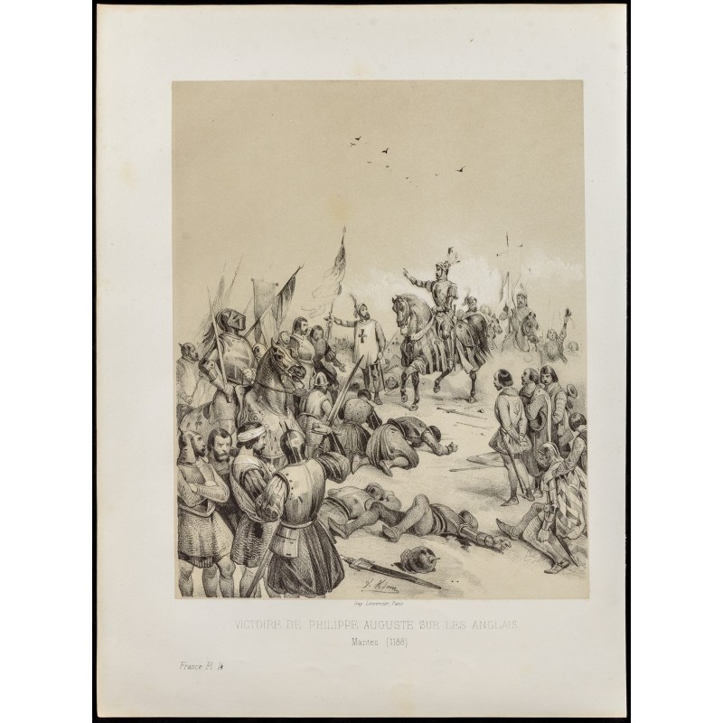 Gravure de 1859 - Philippe Auguste à la bataille de Mantes-la-Jolie - 1