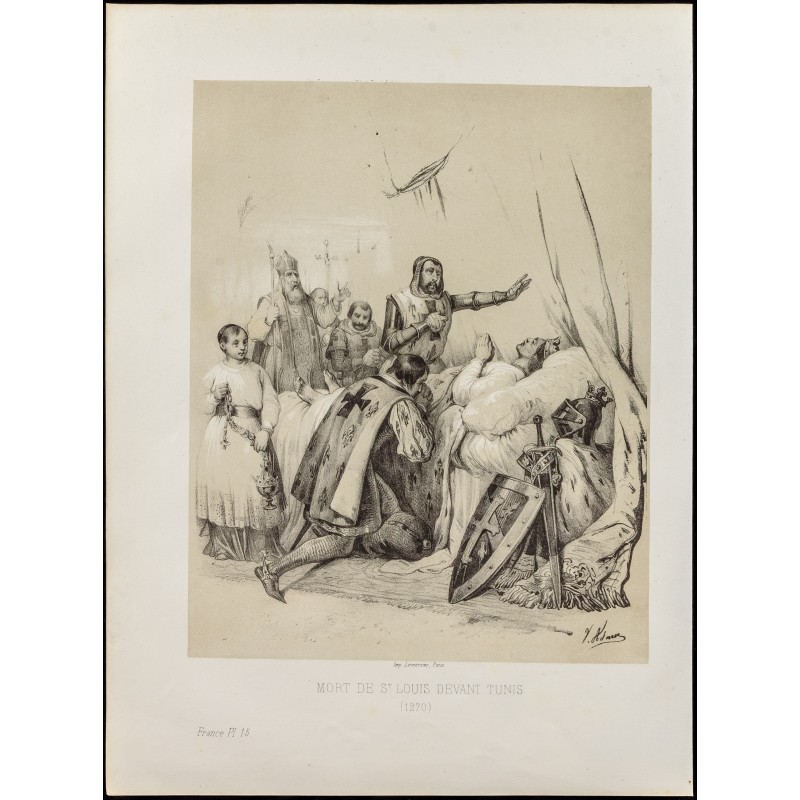 Gravure de 1859 - Mort de Saint Louis devant Tunis - 1