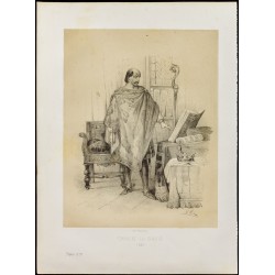 Gravure de 1859 - Portrait de Charles-Le-Chauve - Roi de France - 1