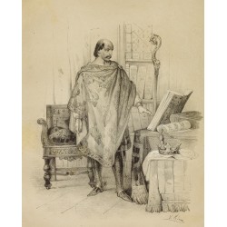 Gravure de 1859 - Portrait de Charles-Le-Chauve - Roi de France - 2