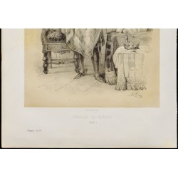 Gravure de 1859 - Portrait de Charles-Le-Chauve - Roi de France - 4