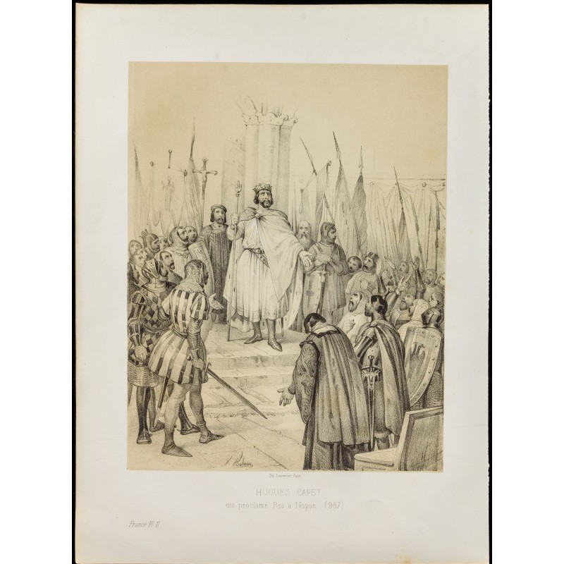 Gravure de 1859 - Couronnement de Hugues Capet - 1