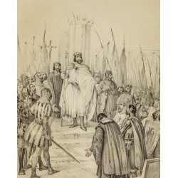 Gravure de 1859 - Couronnement de Hugues Capet - 2