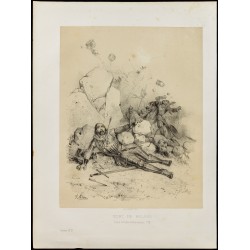 Gravure de 1859 - Mort de Roland - Roncevaux - 1