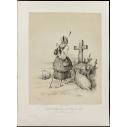 Gravure de 1859 - Portrait de Ste Geneviève patronne de Paris - 1