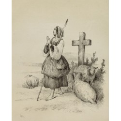 Gravure de 1859 - Portrait de Ste Geneviève patronne de Paris - 2