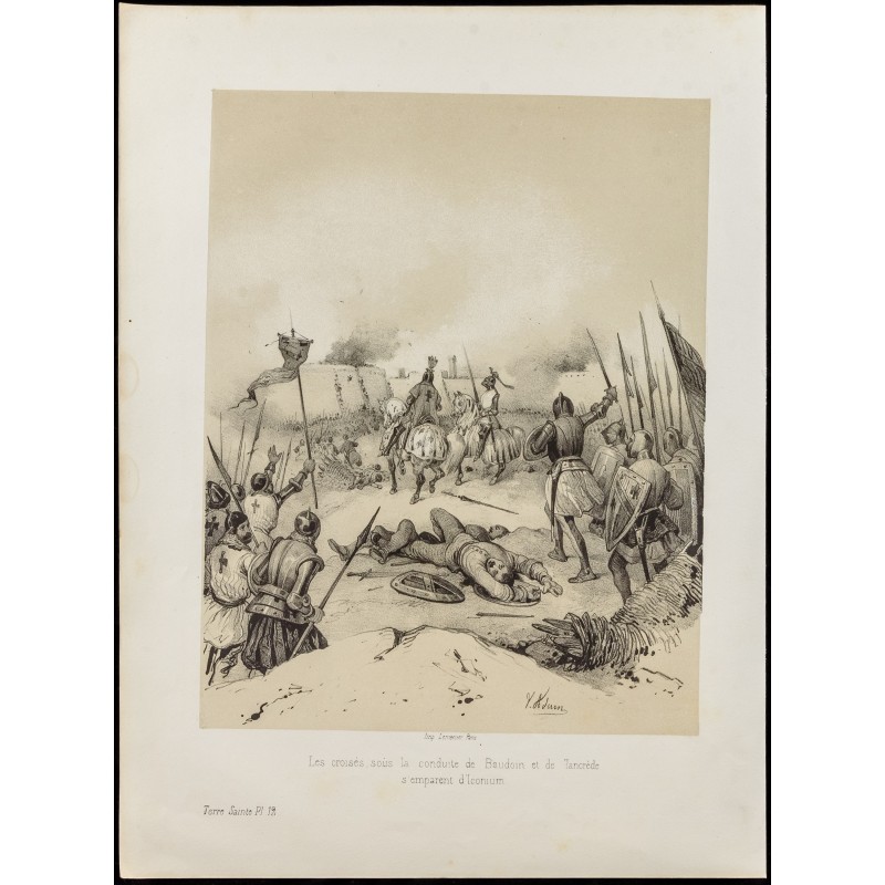 Gravure de 1859 - Prise d'Iconium - Croisades - 1