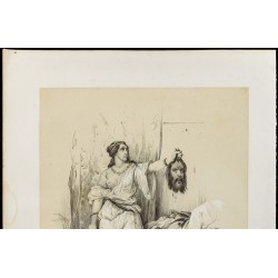 Gravure de 1859 - Judith tranche la tête à Holopherne - 3