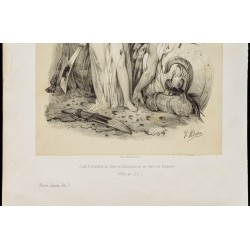 Gravure de 1859 - Judith tranche la tête à Holopherne - 4