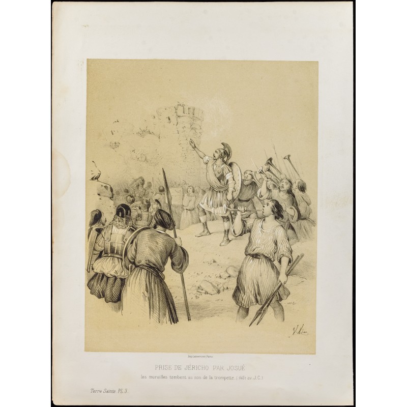 Gravure de 1859 - Prise de Jéricho par Josué - 1