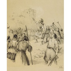 Gravure de 1859 - Prise de Jéricho par Josué - 2
