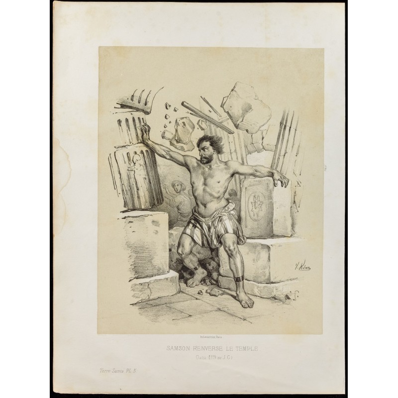 Gravure de 1859 - Samson renverse le Temple - 1