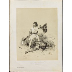 Gravure de 1859 - David tue Goliath - 1