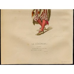 Gravure de 1875 - Portrait de Scapin - La Sérénade - 3