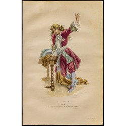 Gravure de 1875 - Portrait de Valère - Le Joueur - 1