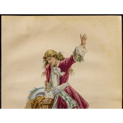 Gravure de 1875 - Portrait de Valère - Le Joueur - 2
