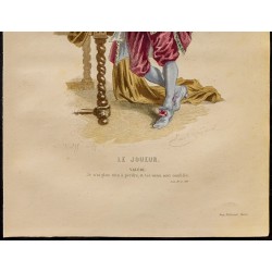Gravure de 1875 - Portrait de Valère - Le Joueur - 3