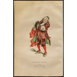 Gravure de 1875 - Portrait de Géronte - Le Retour imprévu - 1