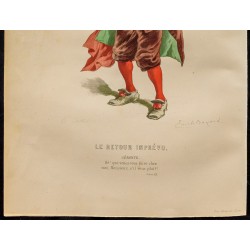 Gravure de 1875 - Portrait de Géronte - Le Retour imprévu - 3