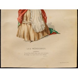 Gravure de 1875 - Portrait de Araminte - Les Ménechmes - 3