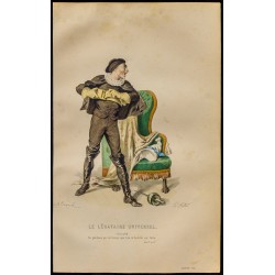 Gravure de 1875 - Portrait de Crispin - Le légataire universel - 1