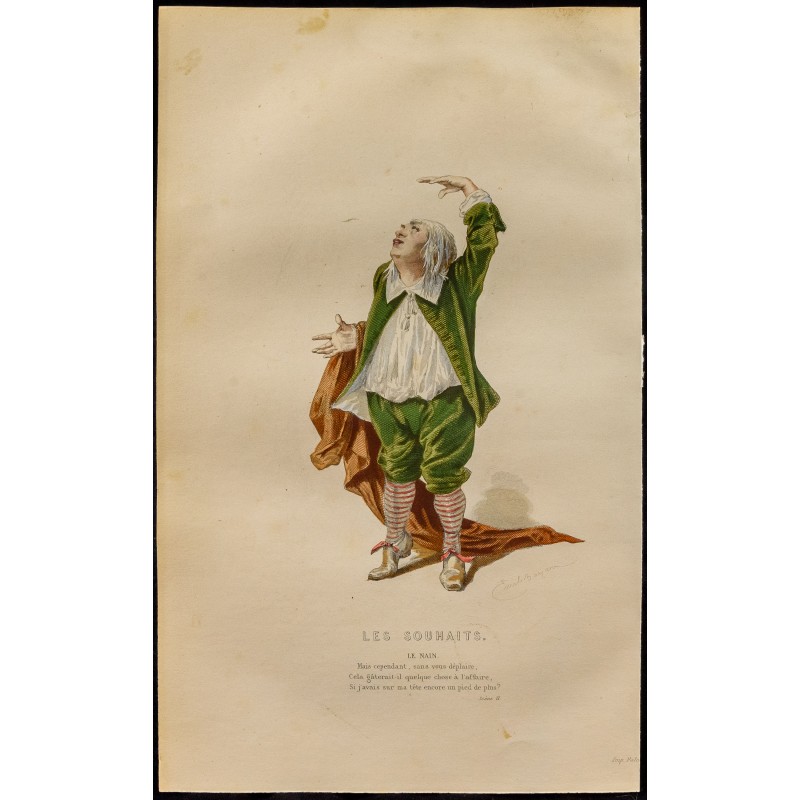 Gravure de 1875 - Portrait du nain dans Les souhaits - 1