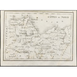 Gravure de 1830 - Côtes-du-Nord - Carte ancienne du département - 1