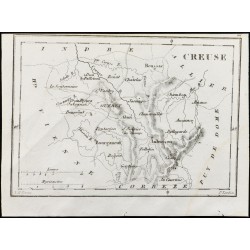 Gravure de 1830 - Creuse - Carte ancienne du département - 1