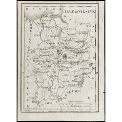 Gravure de 1830 - Ille et Vilaine - Carte ancienne du département - 1