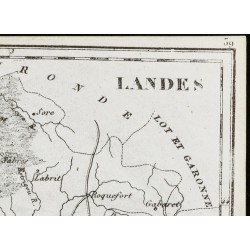 Gravure de 1830 - Landes - Carte ancienne du département - 3