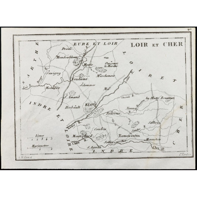Gravure de 1830 - Loir et Cher - Carte ancienne du département - 1