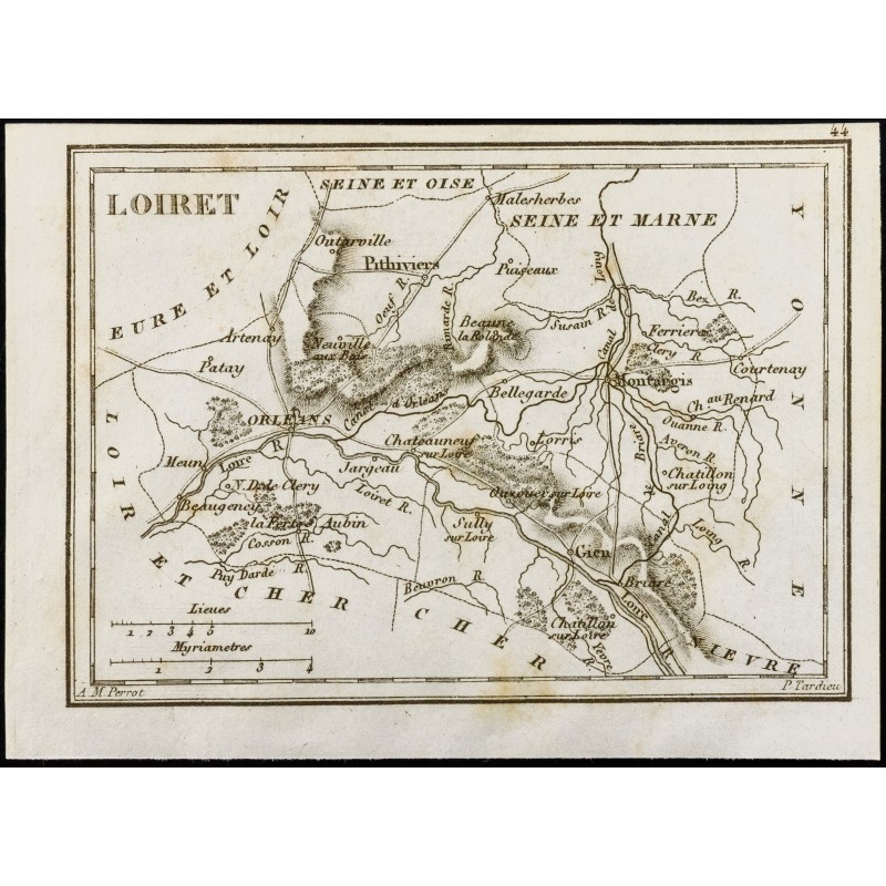 Gravure de 1830 - Loiret - Carte ancienne du département - 1