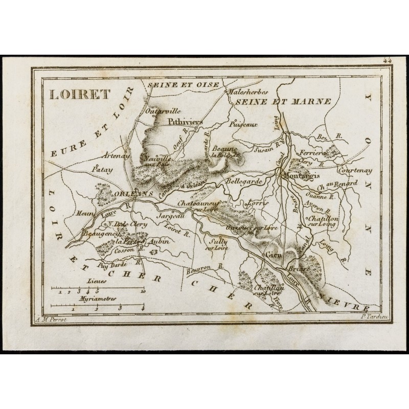 Gravure de 1830 - Loiret - Carte ancienne du département - 1