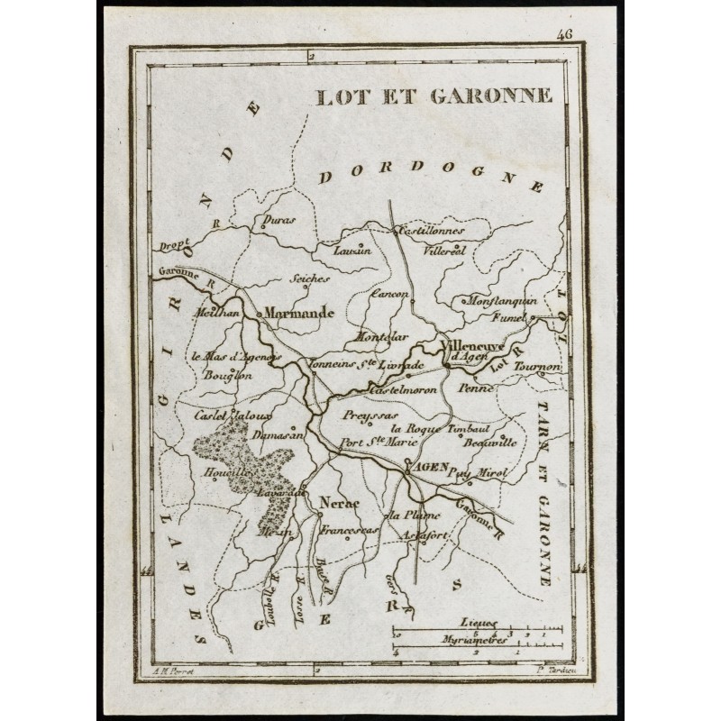 Gravure de 1830 - Lot-et-Garonne - Carte ancienne du département - 1