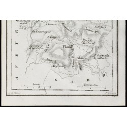 Gravure de 1830 - Lozère - Carte ancienne du département - 3