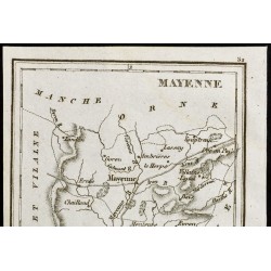 Gravure de 1830 - Mayenne - Carte ancienne du département - 2