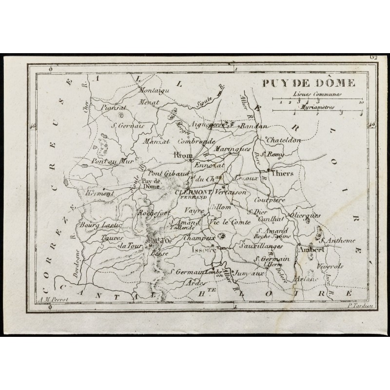 Gravure de 1830 - Puy De Dôme - Carte ancienne du département - 1