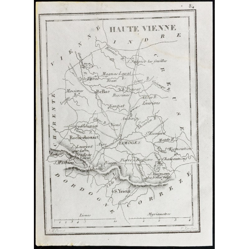 Gravure de 1830 - Haute-Vienne - Carte ancienne du département - 1