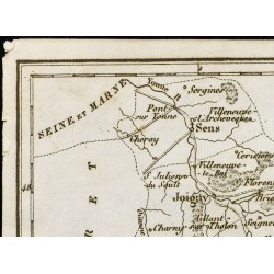 Gravure de 1830 - Yonne - Carte ancienne du département - 2