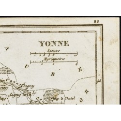 Gravure de 1830 - Yonne - Carte ancienne du département - 3
