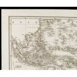 Gravure de 1842 - Carte de l'Océanie - Australie - 2