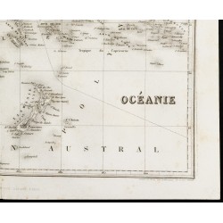 Gravure de 1842 - Carte de l'Océanie - Australie - 5