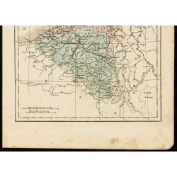 Gravure de 1850 - Carte géographique ancienne de la Hollande & Belgique - 3
