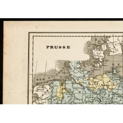 Gravure de 1850 - Carte géographique ancienne de la Prusse - 2