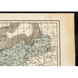 Gravure de 1850 - Carte géographique ancienne de la Prusse - 3
