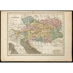 Gravure de 1850 - Carte géographique ancienne de l'Empire d'Autriche - 1
