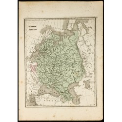 Gravure de 1850 - Carte géographique de l'ouest de la Russie - 1